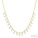 5/8 ctw Baguette Cut Diamond Halfway Gold Bead Ball Chain Necklace in 14K Yellow Gold