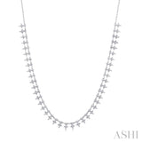 3/4 ctw Star Spikes Round Cut Diamond Fashion Necklace in 14K White Gold