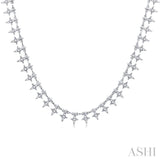 3/4 ctw Star Spikes Round Cut Diamond Fashion Necklace in 14K White Gold