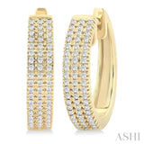 1/3 ctw Triple Row Round Cut Diamond Hoop Earring in 14K Yellow Gold