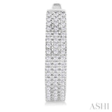 1/3 ctw Triple Row Round Cut Diamond Hoop Earring in 10K White Gold