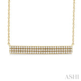 1/4 ctw Bar Triple Row Round Cut Diamond Necklace in 10K Yellow Gold