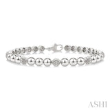 1/6 Ctw Bold Bead Design Single Cut Diamond Fashion Bracelet in Sterling Silver