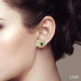 Oval Shape Gemstone & Diamond Earrings