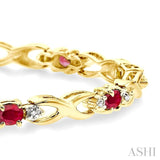 Oval Shape Gemstone & Diamond Bracelet