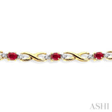 Oval Shape Gemstone & Diamond Bracelet