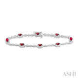 Oval Shape Gemstone & Diamond Bracelet