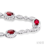 Oval Shape Gemstone & Diamond Bracelet