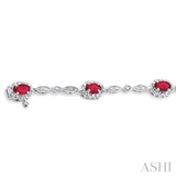 Oval Shape Gemstone & Diamond Bracelet