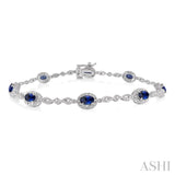 Oval Shape Gemstone & Diamond Bracelet