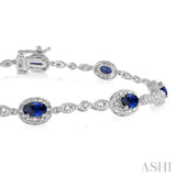 Oval Shape Gemstone & Diamond Bracelet