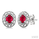 Oval Shape Gemstone & Diamond Earrings