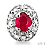 Oval Shape Gemstone & Diamond Earrings