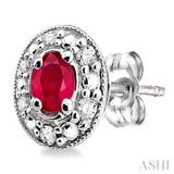 Oval Shape Gemstone & Diamond Earrings
