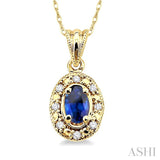 Oval Shape Gemstone & Diamond Pendant