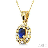 Oval Shape Gemstone & Diamond Pendant