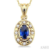 Oval Shape Gemstone & Diamond Pendant
