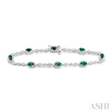 Oval Shape Gemstone & Diamond Bracelet