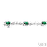 Oval Shape Gemstone & Diamond Bracelet