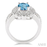 Oval Shape Silver Gemstone & Diamond Ring