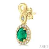 Oval Shape Gemstone & Diamond Earrings