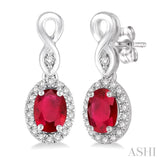 Oval Shape Gemstone & Diamond Earrings