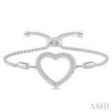 Heart Shape Silver Lariat Diamond Bracelet