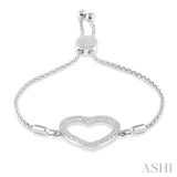 Heart Shape Silver Lariat Diamond Bracelet