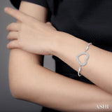 Heart Shape Silver Lariat Diamond Bracelet