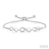 Infinity Shape Silver Lariat Diamond Bracelet