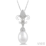 Pearl & Fleur De Lis Diamond Pendant