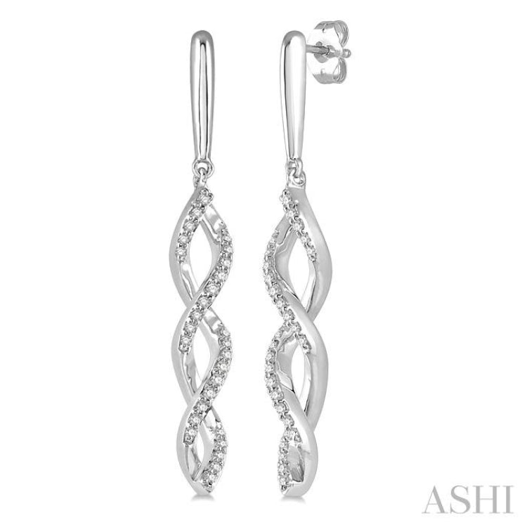 Swirl Diamond Fashion Long Earrings