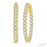 1 1/2 ctw Round Cut Diamond In-Out Hoop Earring in 14K Yellow Gold