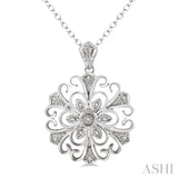 Silver Flower Shape Diamond Fashion Pendant