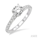 3/4 Ctw Diamond Engagement Ring with 1/2 Ct Round Cut Center Stone in 14K White Gold
