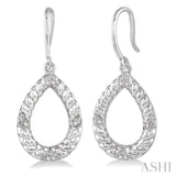 Pear Shape Silver Diamond Fashion Earrings