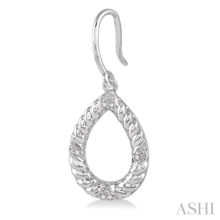 Pear Shape Silver Diamond Fashion Earrings
