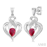 Heart Shape Silver Gemstone & Diamond Fashion Earrings