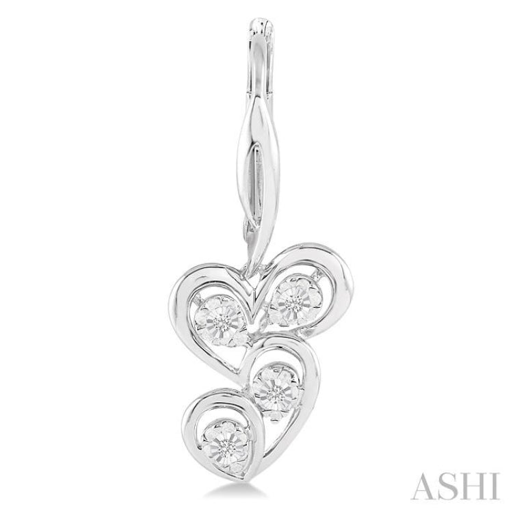 Twice Heart Shape Silver Diamond Fashion Earrings