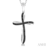 Silver Cross Black Diamond Pendant