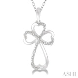 Heart Shape Silver Cross Diamond Fashion Pendant