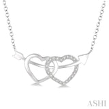 Twin Heart Shape Arrow Silver Diamond Fashion Pendant