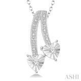 2 Stone Heart Shape Silver Diamond Fashion Pendant