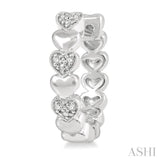 Heart Shape Silver Diamond Hoop Earrings