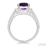 Silver Gemstone & Diamond Ring