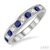 Channel-Set Gemstone & Diamond Wedding Band