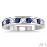 Channel-Set Gemstone & Diamond Wedding Band