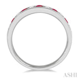 Channel-Set Gemstone & Diamond Wedding Band