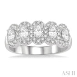 Oval Shape 5 Stones Diamond Wedding Band