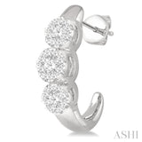 3 Stone Lovebright Diamond Half Hoop Earrings